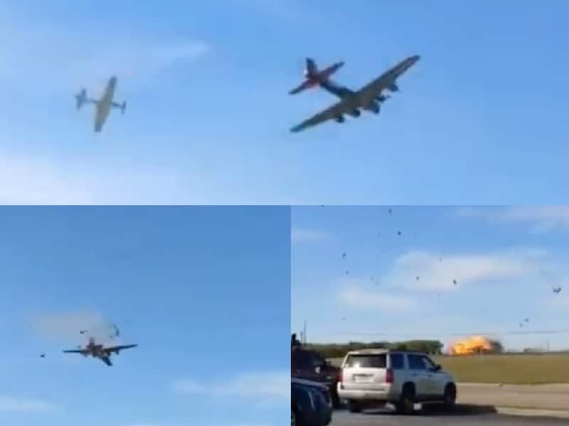 (VIDEO) Captan en video choque de aviones en exhibición aérea