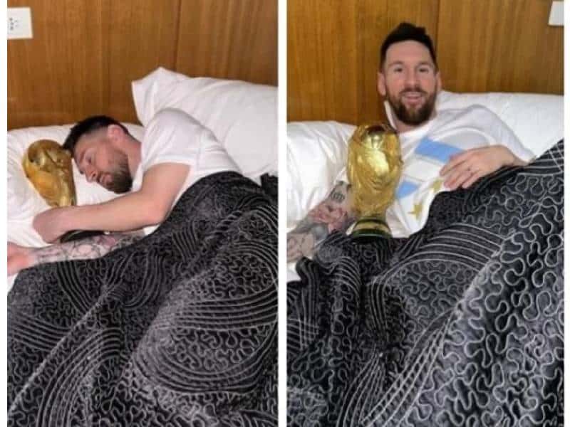 Lionel Messi comparte la cama con la Copa Mundial