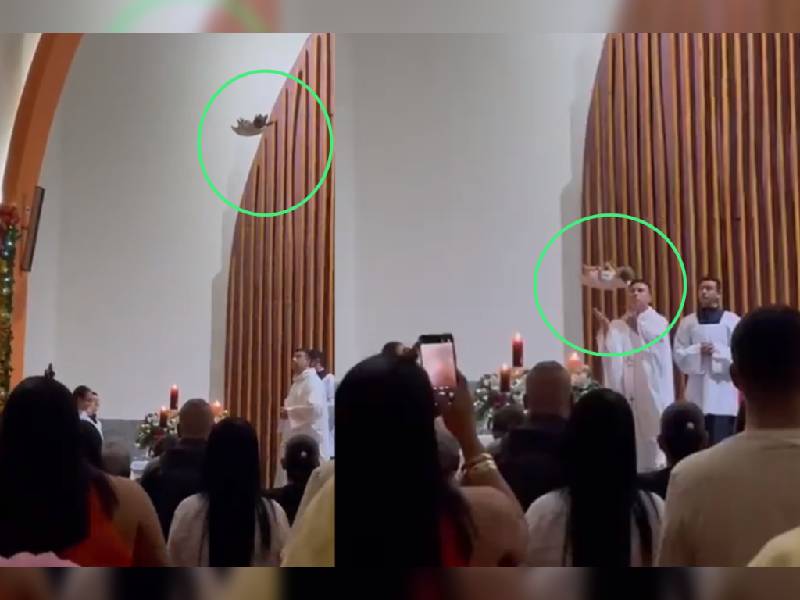 Video: ¡Insólito! Niño Dios bajó “volando” desde el techo de una iglesia en Navidad