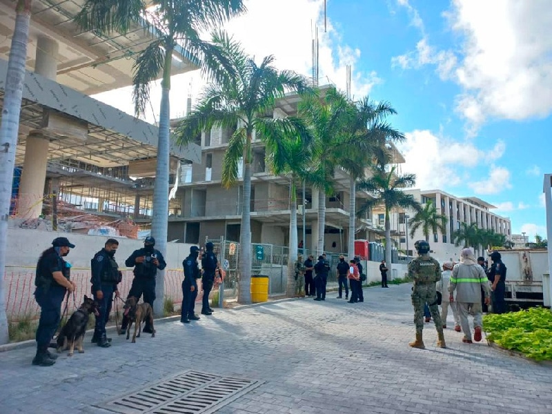 Detectan estupefacientes en edificio que se construye en Puerto Cancún