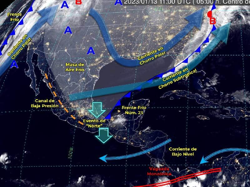 Frente frío Núm. 23 recorrerá la Península de Yucatán