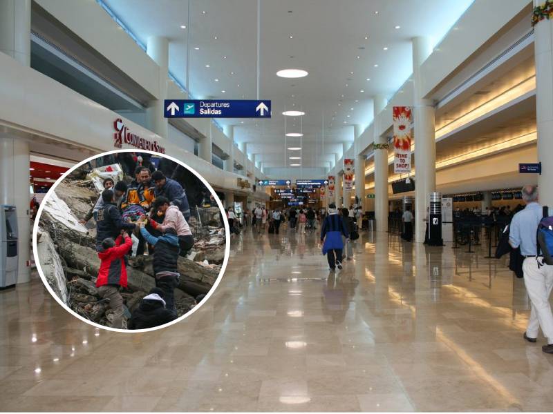 Aeropuerto de Cancún instala centro de acopio para víctimas de sismos en Turquía