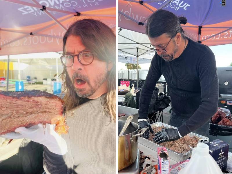 Dave Grohl apoya a más de 400 personas con alimentos con carnita asada