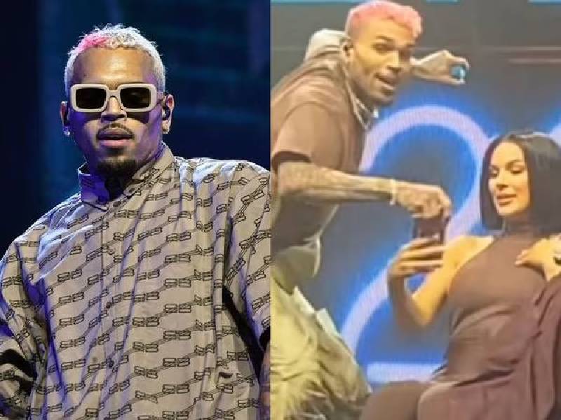Chris Brown arroja celular de una fanática tras haberla invitado al escenario