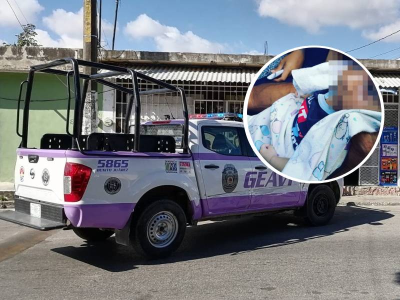 Rescatan en Cancún a bebé maltratado, tiene un mes de nacido