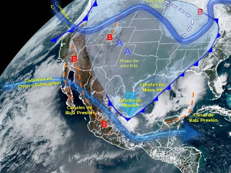 Frente frío Núm. 49 se extenderá sobre la Península de Yucatán