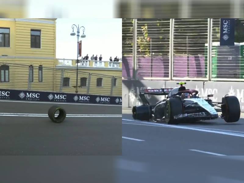 Video. ¡Perdió una llanta! Yuki Tsunoda choca en el Sprint del GP de Azerbaiyán