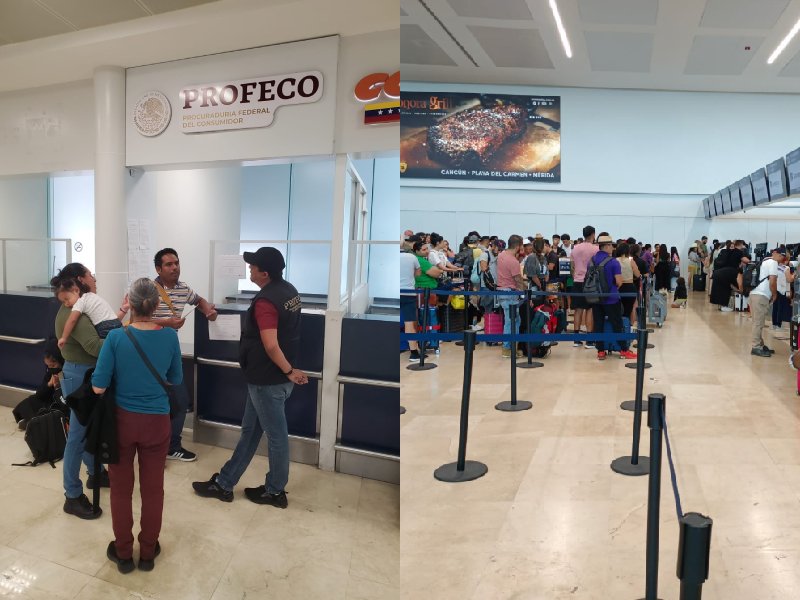 Interviene Profeco en apoyo a turistas varados en Cancún por cancelación de vuelos 