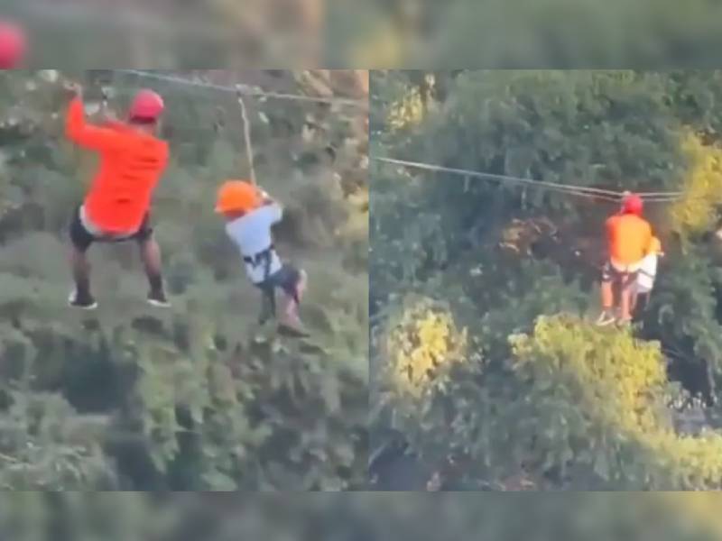 Video.Niño cae desde tirolesa de más de 10 metros; resultó ileso