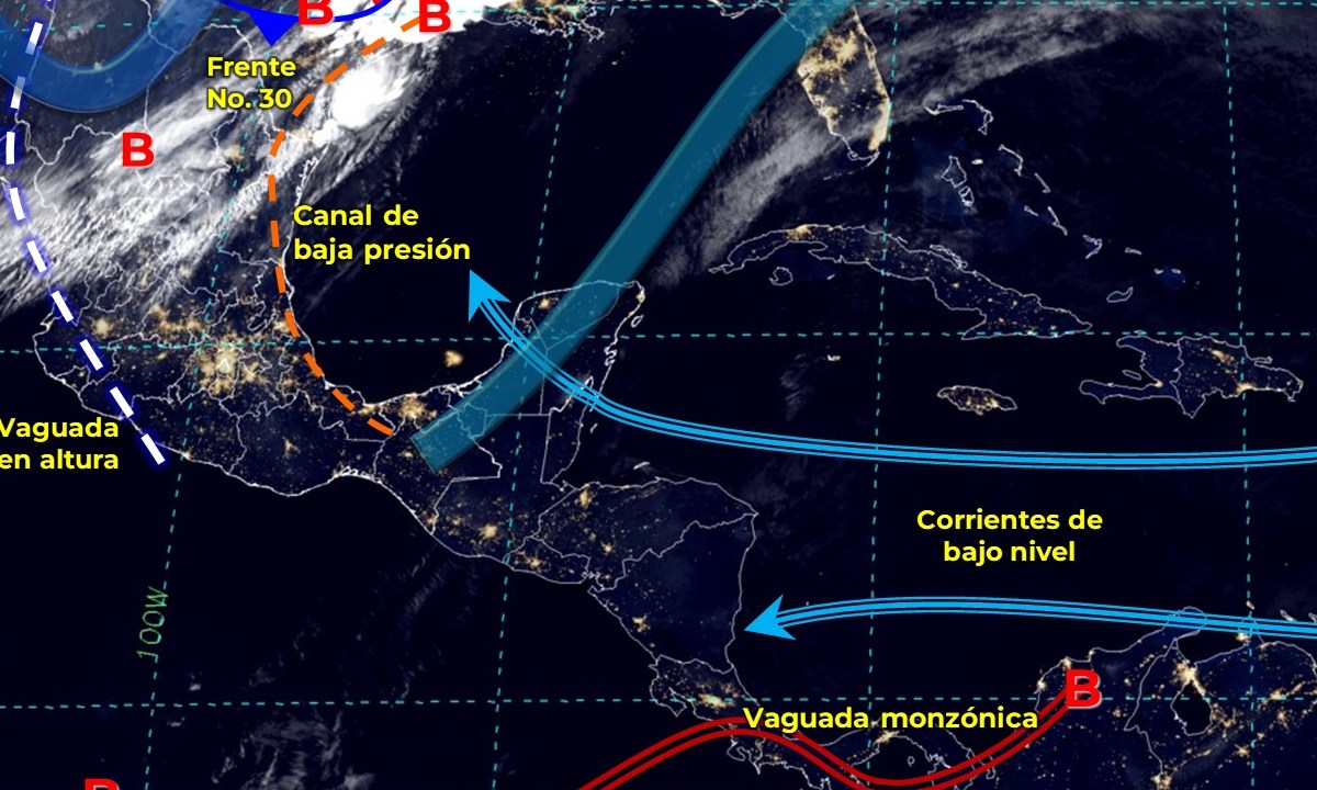 Hoy se prevé cielo medio nublado con incremento de nublados durante el transcurso del día, lluvias con intervalos de chubascos en zonas.