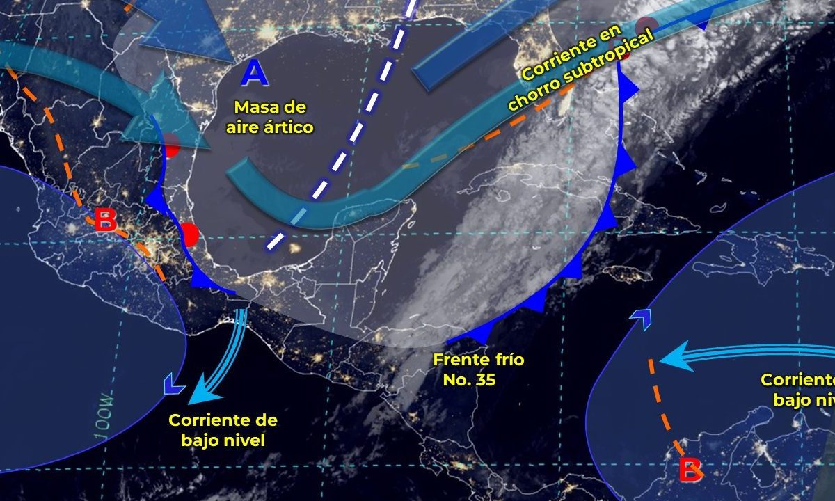 Sistema de alta presión localizado sobre el noroeste del Golfo de México, mantendrá el flujo de aire ártico modificado sobre la región peninsular.