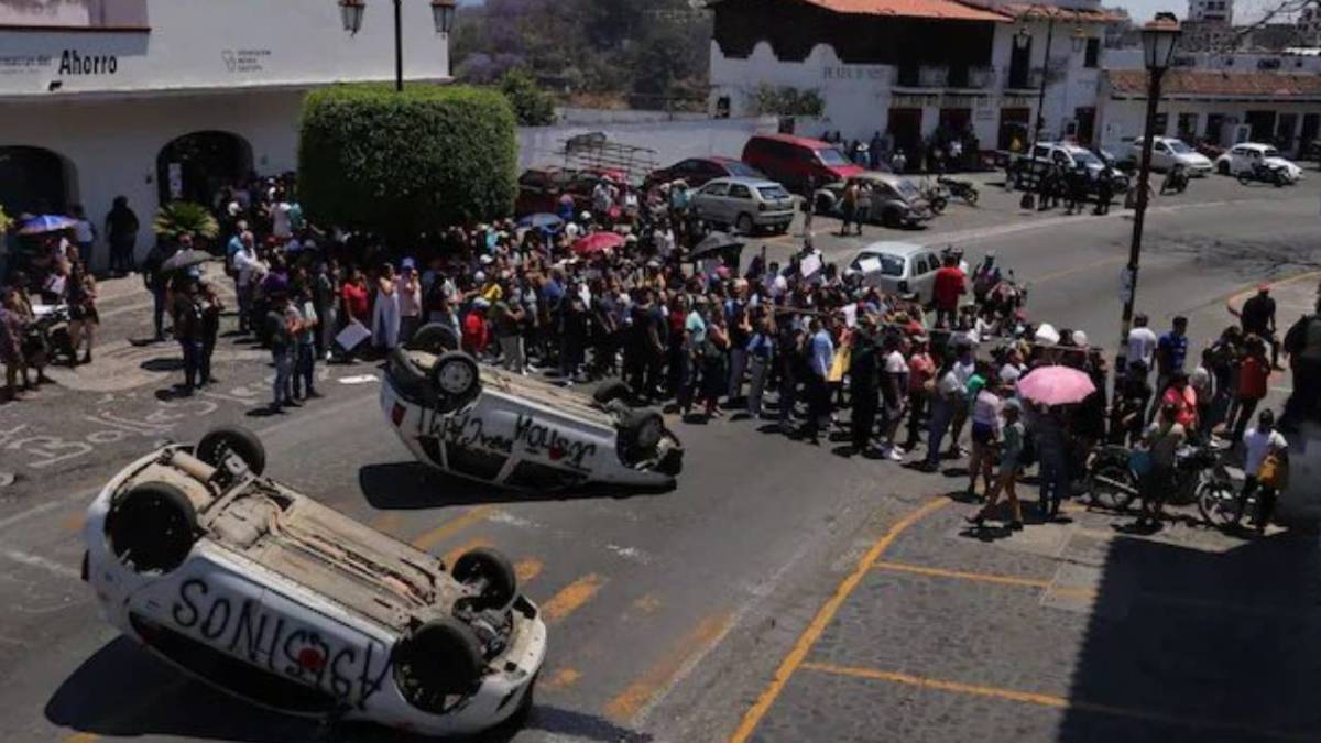 Manifestación contra autoridades en Taxco, Guerrero.