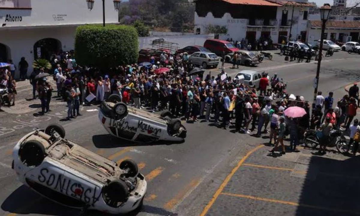 Manifestación contra autoridades en Taxco, Guerrero.