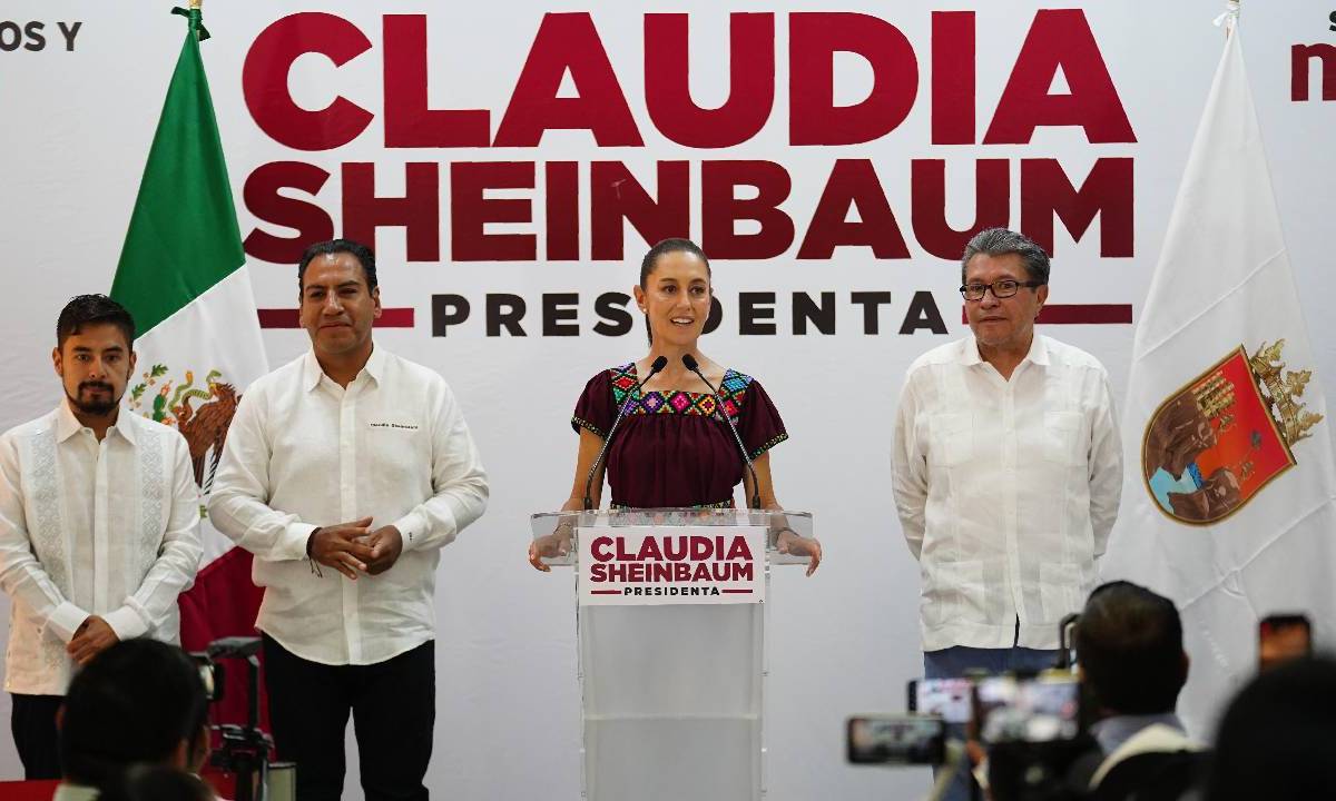 Claudia Sheinbaum, candidata presidencial, en un mitin en Chiapas.