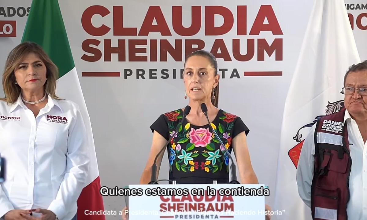 Captura de la conferencia de Claudia Sheinbaum en Aguascalientes.