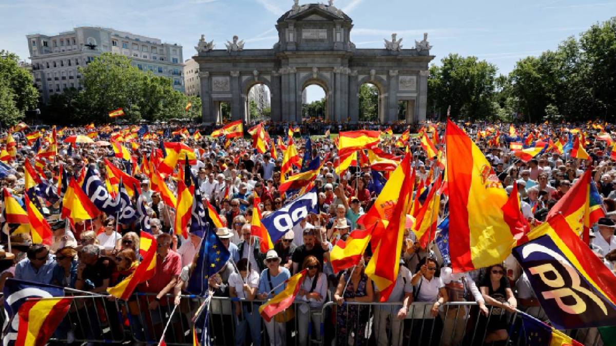 La multitudinaria protesta se celebró en Madrid.