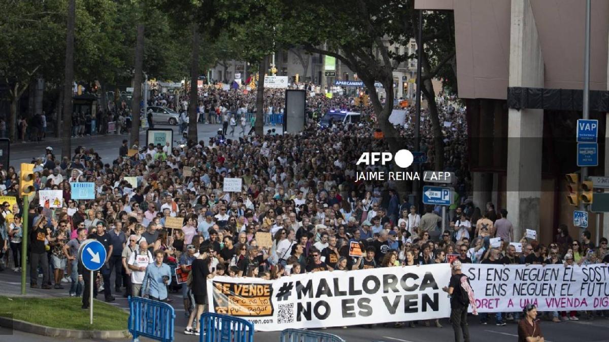 Manifestación en Mallorca, España.