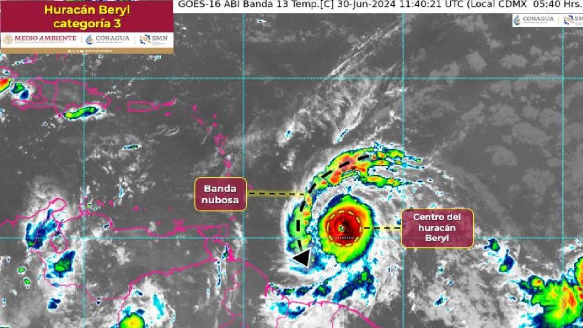 El huracán Beryl se ha intensificado.