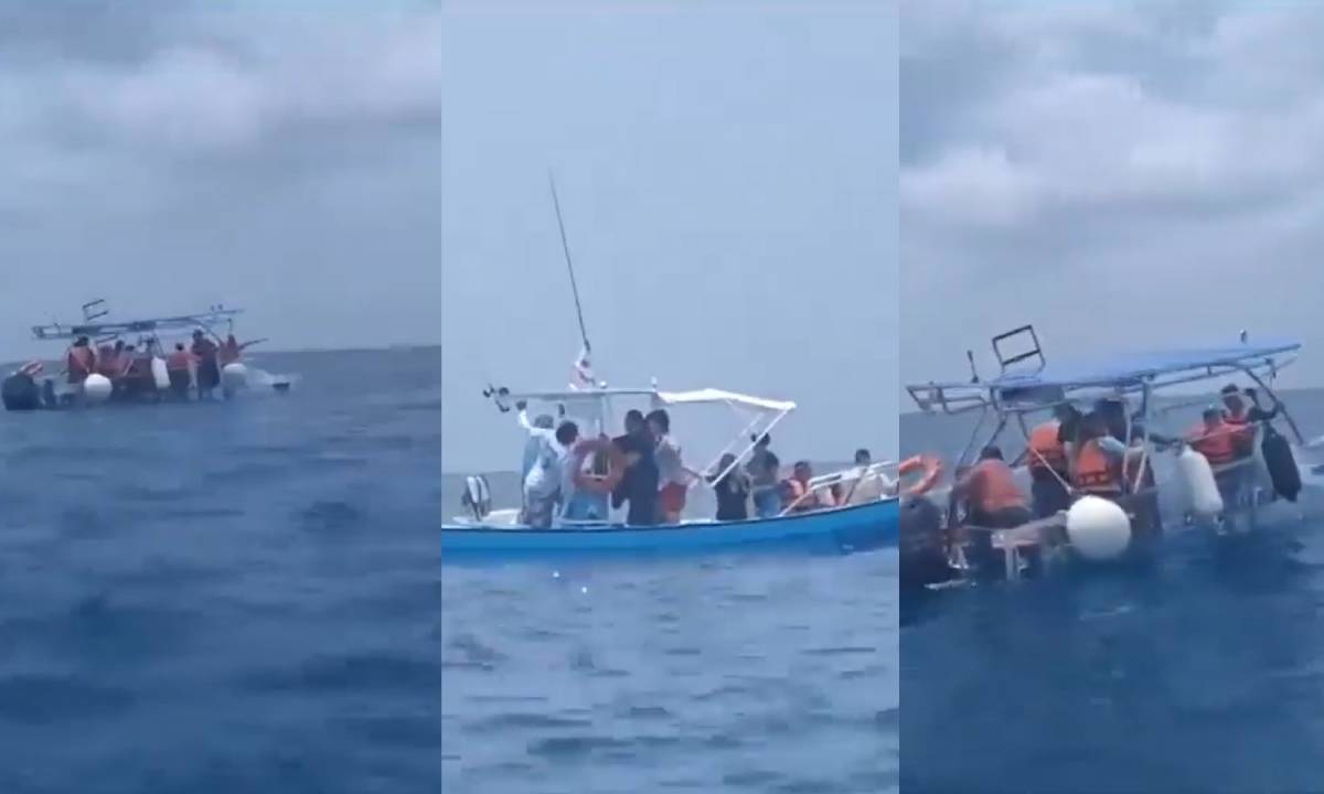 Embarcaciones que colisionaron en el mar de Cozumel.