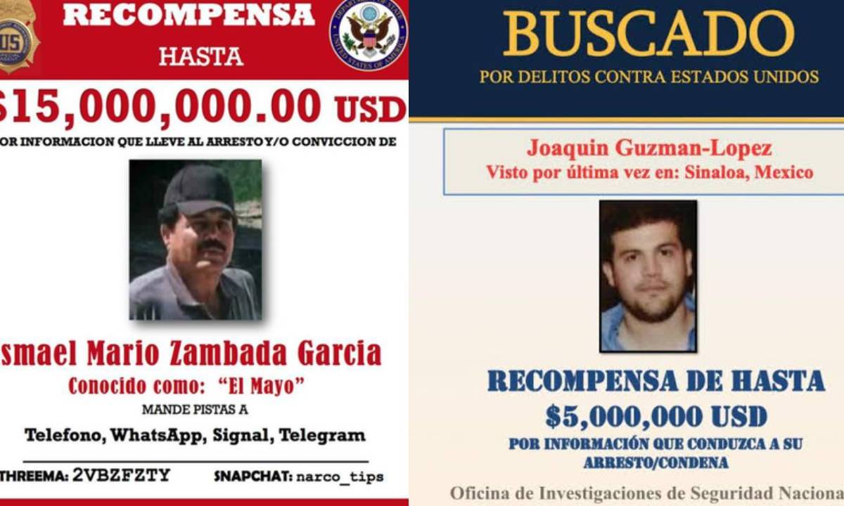 Fichas de búsqueda de Ismael Zambada García y Joaquín Guzmán López.