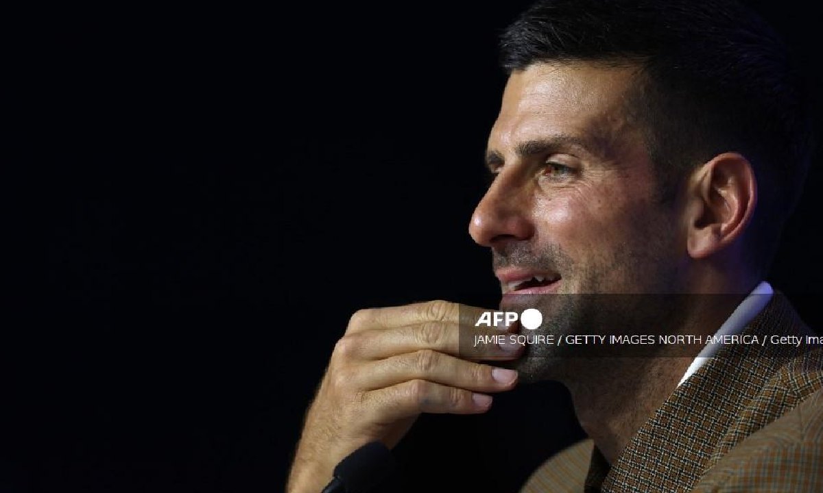 Novak Djokovic de Serbia habla con los medios antes del Abierto de Estados Unidos en el Centro Nacional de Tenis Billie Jean King de la USTA el 24 de agosto de 2024 en la ciudad de Nueva York.