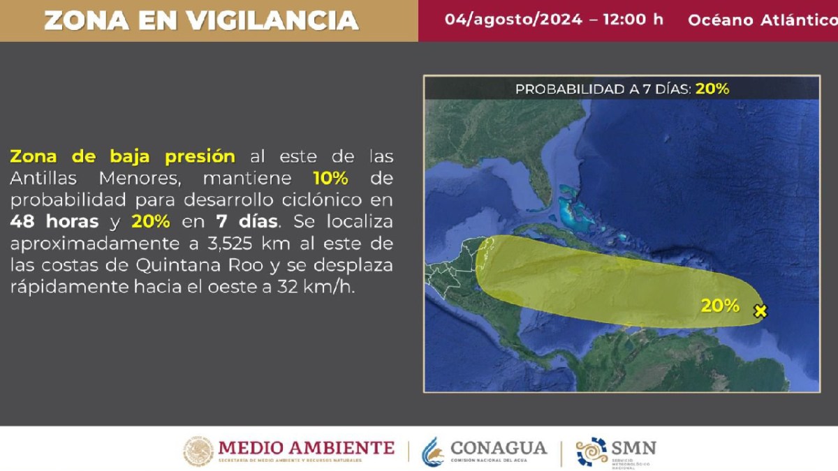 Se prevé la formación de un ciclón en el Atlántico.