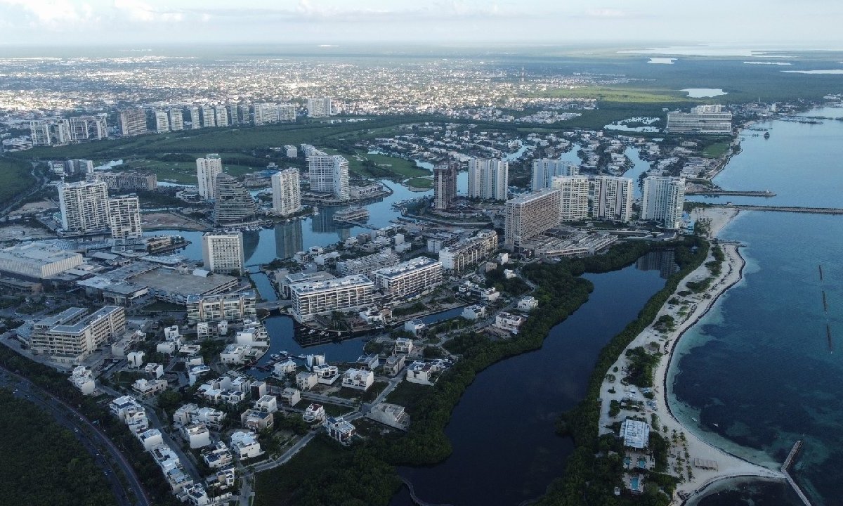 Panorámica de una parte de Cancún, Quintana Roo.