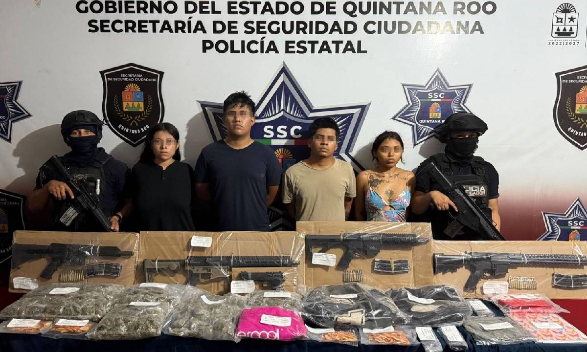 Aseguran armas, drogas y detienen a cuatro personas.