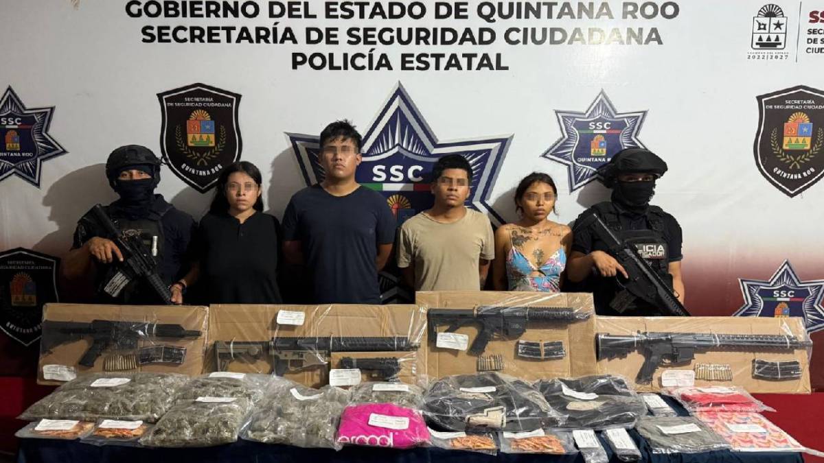 Aseguran armas, drogas y detienen a cuatro personas.