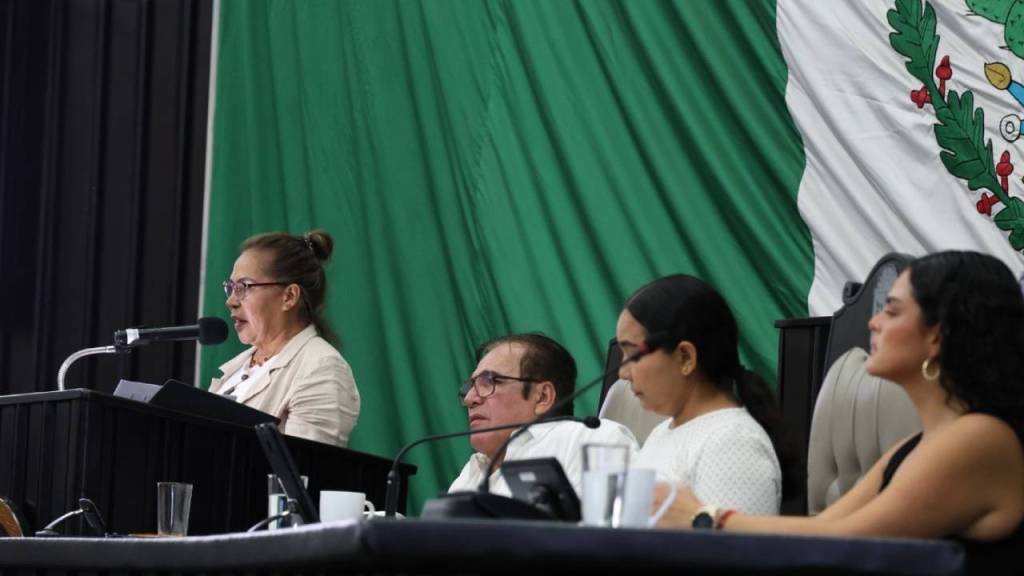 Martha Parroquín Pérez, titular de la Sefiplan, en el Congreso local.