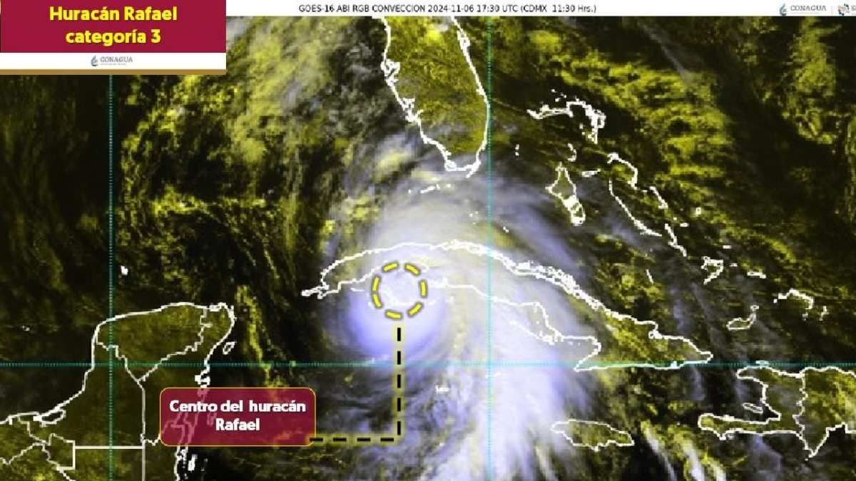 El huracán Rafael ya es categoría 3.
