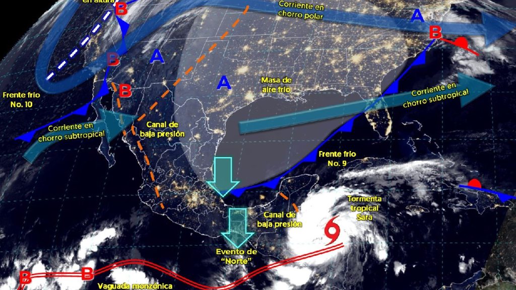 La tormenta tropical Sara mantiene su desplazamiento.