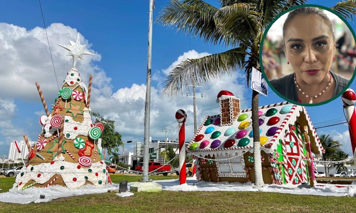 Decoración navideña en Cancún.