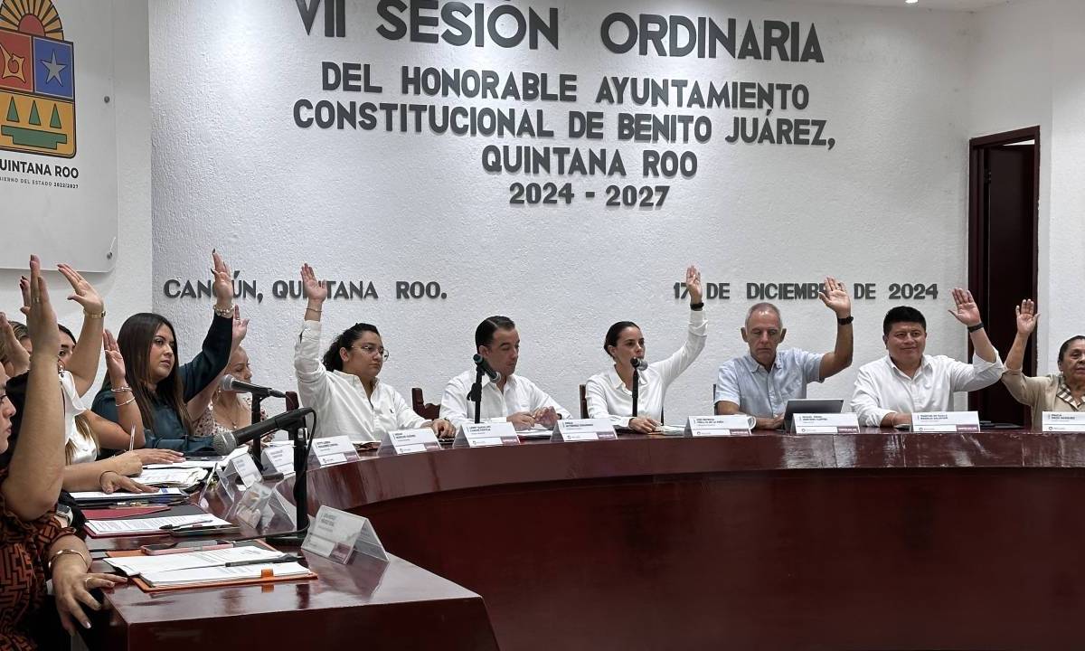 Reunión del cabildo de Benito Juárez.