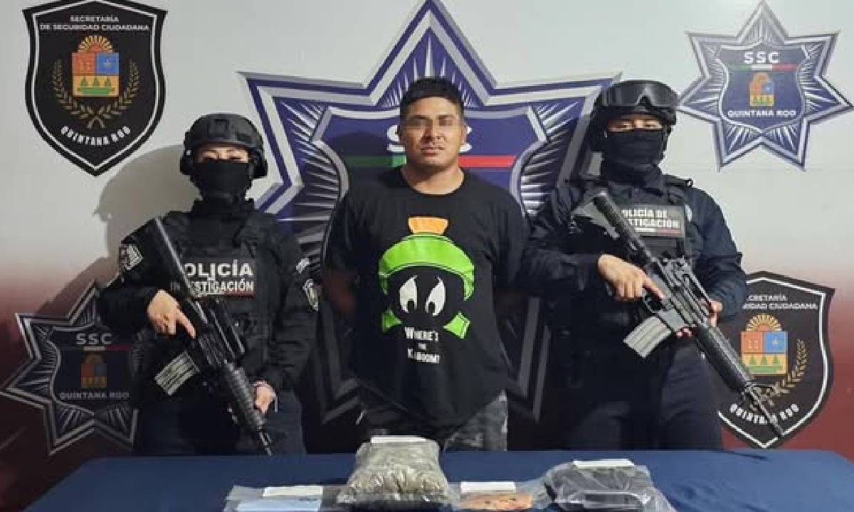 Detienen en Cancún a sujeto con droga.