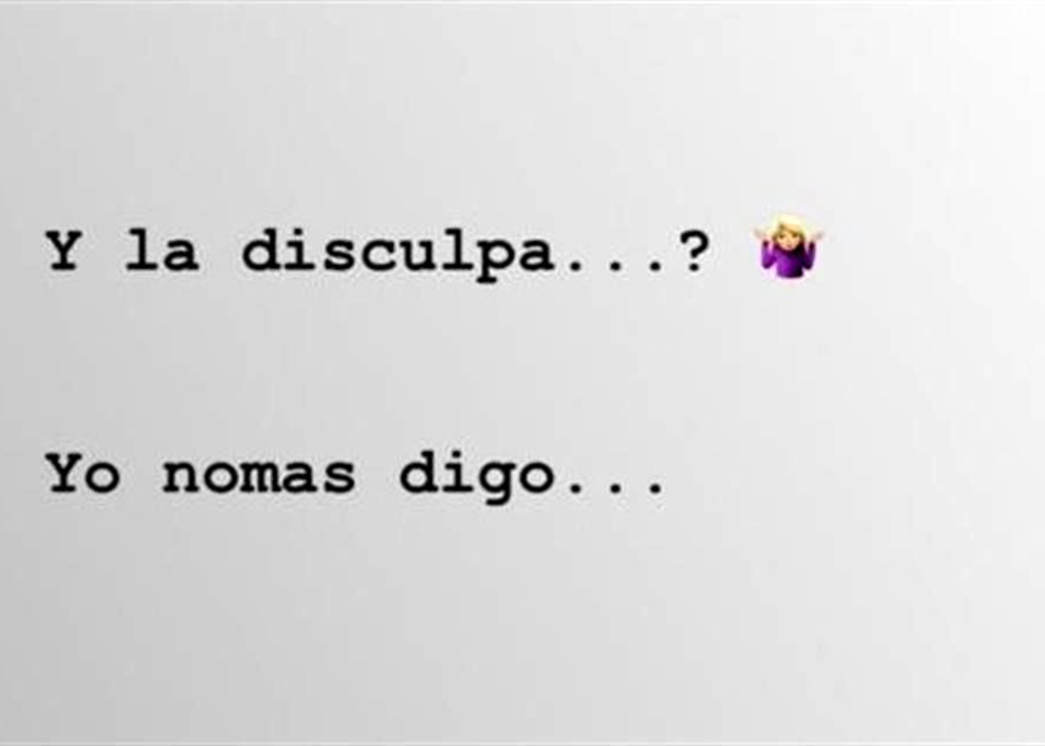 'Y la disculpa...? Yo nomas digo', dice el mensaje en Instagram de la hija mayor de Rivera, luego de que Enrique Peña Nieto oficializó su divorcio de Angélica Rivera.