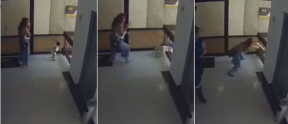 Una mujer salva de milagro a su hijo de caer varios metros por una escalera