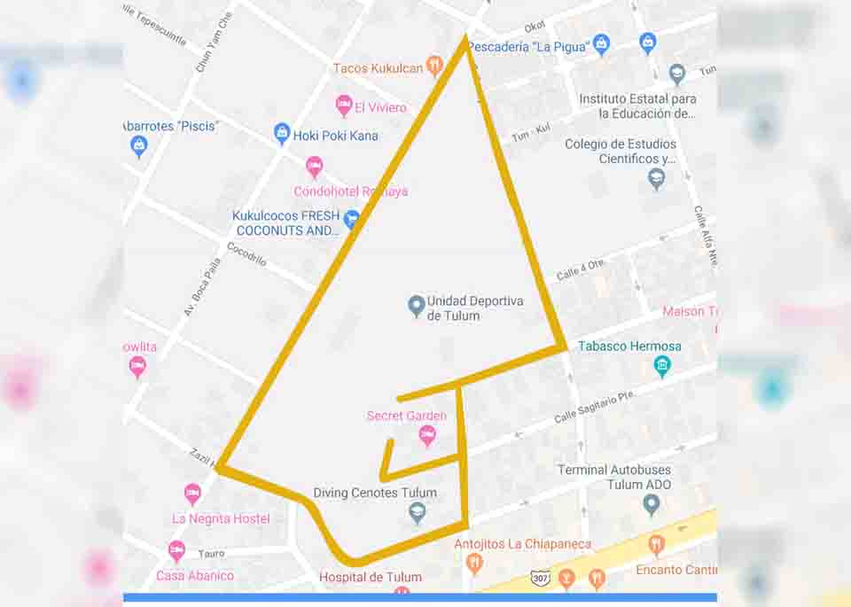 Cerrarán el domingo calles aledañas a la Unidad Deportiva en Tulum