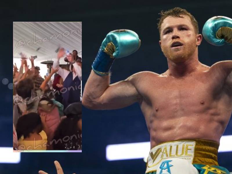 Canelo álvarez aventó billetes de 500 en bolos en bautizo de su ahijada