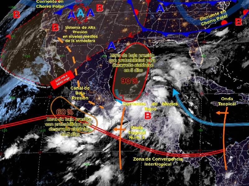 Onda tropical, ocasiona lluvias en Quintana Roo y sur de México