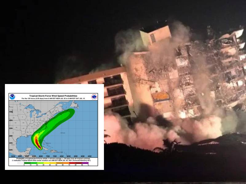 Tiran restos del edificio en Florida; y ahora Elsa se encamina a la costa