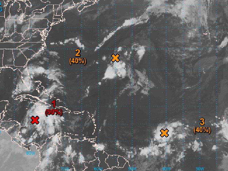 Atención: Zona de baja presión aumenta a 90% probabilidad de desarrollo ciclónico