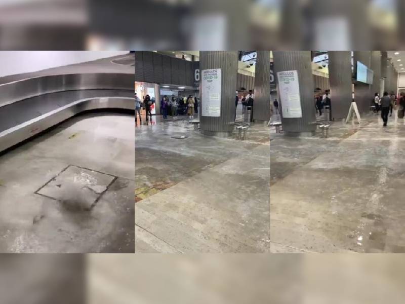 Video. Pasajeros reportan inundaciones en Terminal 1 del AICM