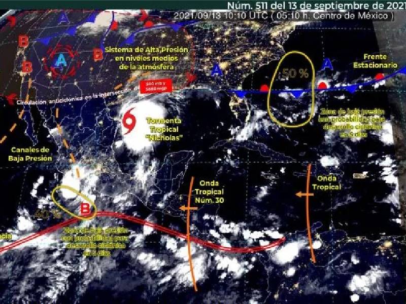 Nicholas podría pasar de tormenta tropical a huracán este lunes