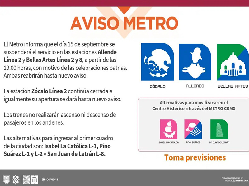 Prepárate para el 16 de septiembre; Metro en CDMX, con horario especial