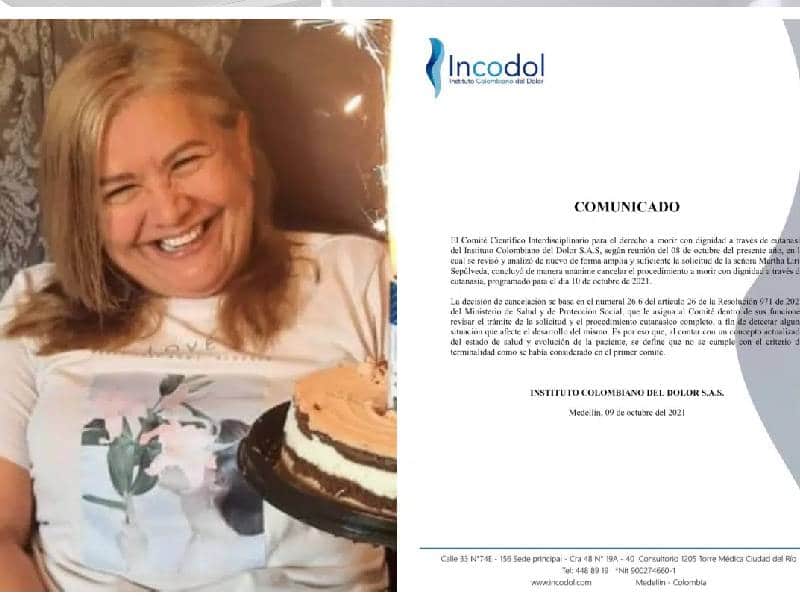 Cancelan eutanasia de colombiana sin una enfermedad terminal