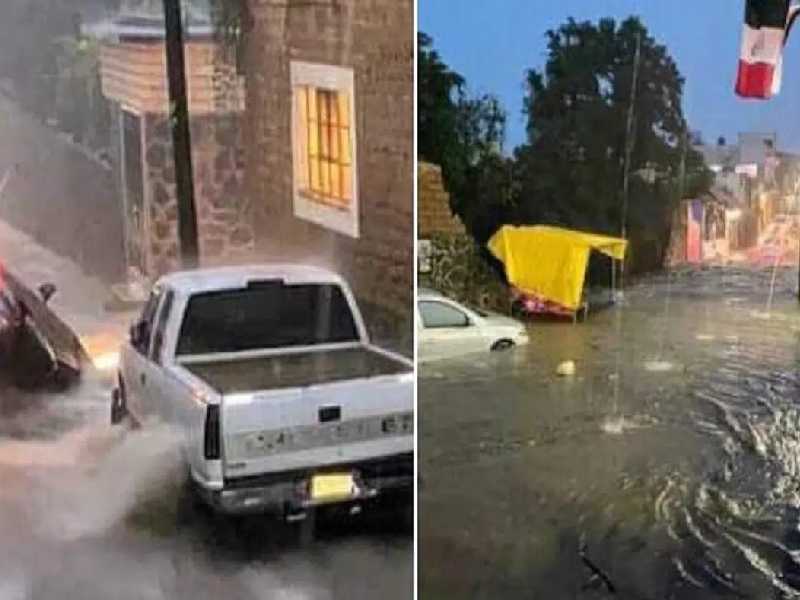 Lluvias fuertes provocan inundaciones en Tepoztlán, Morelos