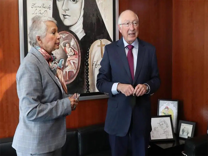 VIDEO. Recibe presidenta del Senado al embajador de EU en México