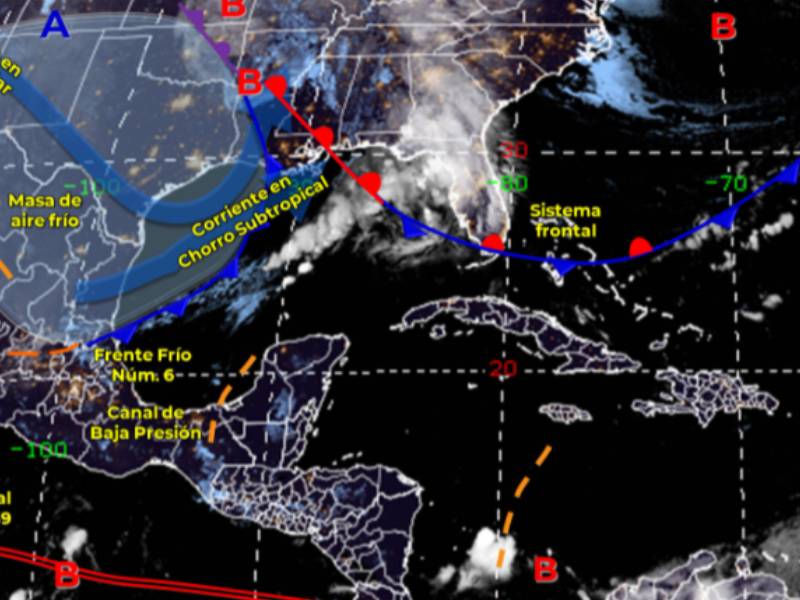 ¡Precaución! Frente frío 6 ocasionará fuertes lluvias en la Península de Yucatán