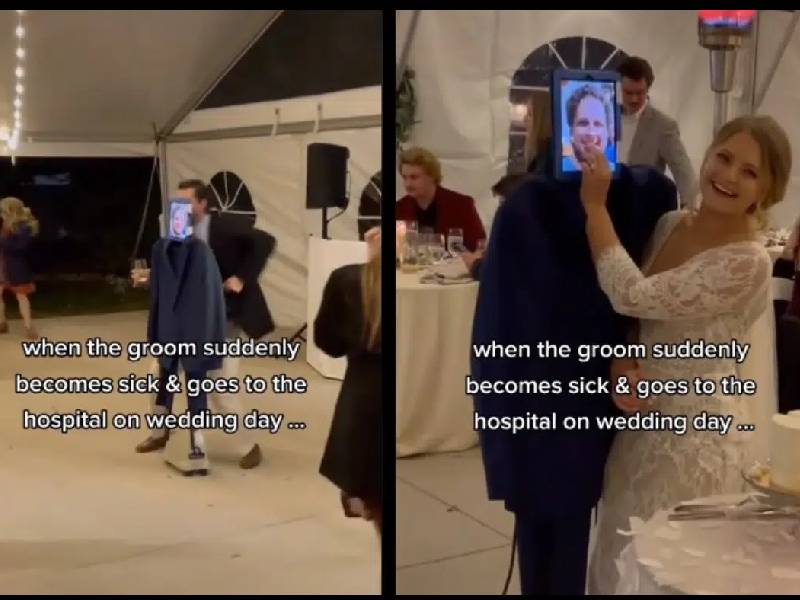 Novio no llega a su boda y lo reemplazan por un maniquí